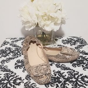 Bandolino Flats Snakeskin patterned Leather Brown with Buckle details Sz 5 1/2 M
